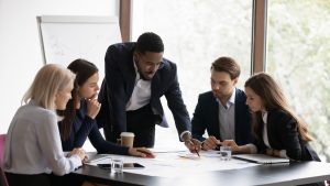 Group of people working together.