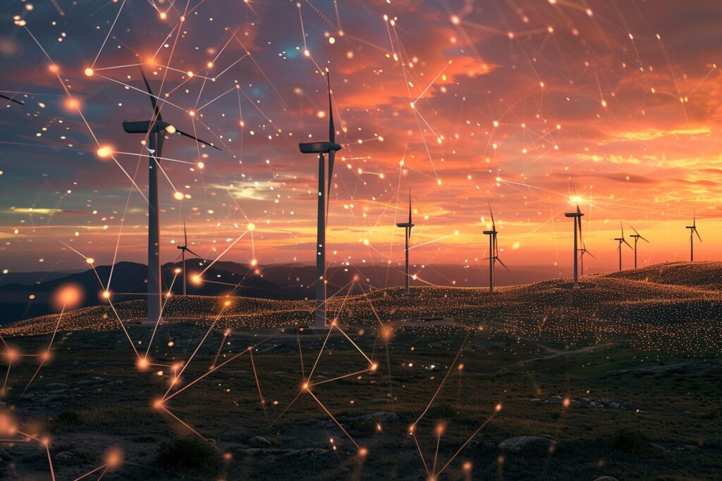 Wind turbines, digital network lines, energy innovation