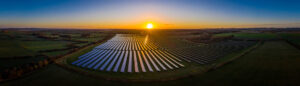 solar farm in uk at sunrise