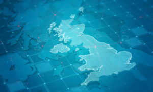 United Kingdom Map Digital Cyber Background - representing uk future of energy summit