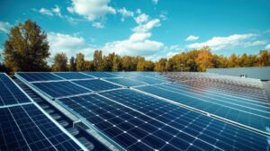 Solar Panels Installed on a School Rooftop