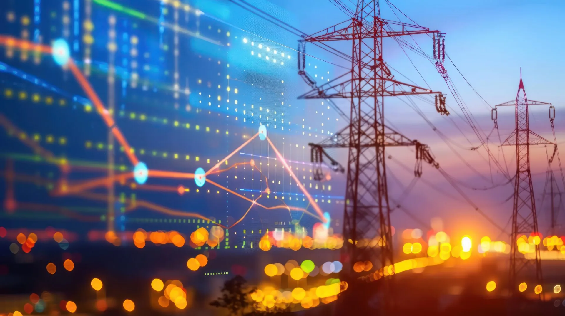 pylon with graph overlay representing business energy contracts